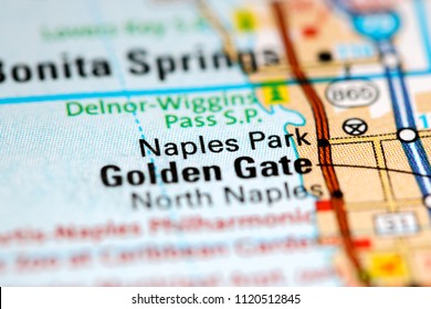 Naples Park. Florida. USA On A Map