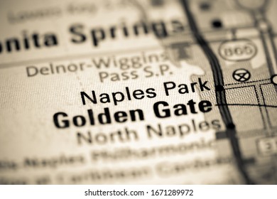 Naples Park. Florida. USA On A Map