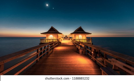 Naples Pier in Florida after sunset