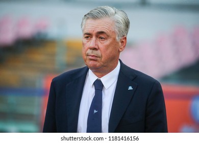 Napoli , Campania , ITALY: 2018-09-15  Italian Serie A Football Match Napoli - Fiorentina At The San Paolo Stadium In Photo Coach Carlo Ancelotti