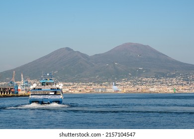 Napoli (NA), Italy - April 27, 2022: Passenger ferry Nettuno Jet departing the Port of Napoli for the island of Ischia.