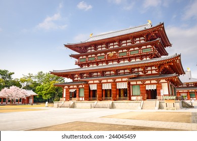 Nara, Japan At The Golden Hall Of Yakushi-ji Temple.