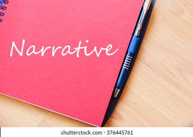 Narrative text concept write on notebook with pen