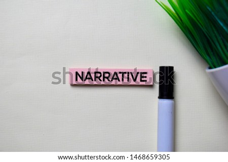 Narrative text on sticky notes isolated on office desk