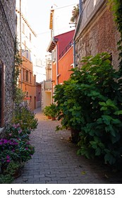 Narrow Alley In Rovinj In CRoatia