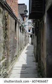 The Narrow Alleyways Of Xitang Water Town Located In In Jiashan County In Jiaxing City, Zhejiang Province China. 