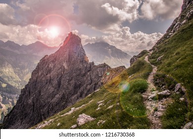 Narrow Mountain Path Along A Steep Slope