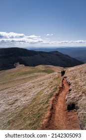 Narrow Mountain Path Down With Hikers