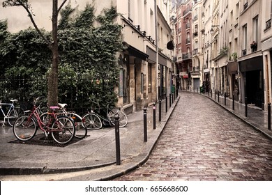 Narrow Pedestrian Street In Latin Quarter.