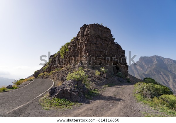 Narrow road through the mountains on the island\
of Gran Canaria
