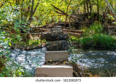 A Narrow Stream Of Water In Red Rock State Park, Arizona