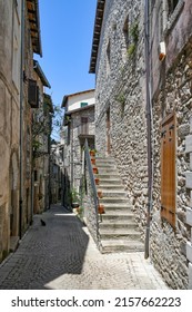 A Narrow Street In Carpineto Romano, An Italian Village Near Rome, Italy