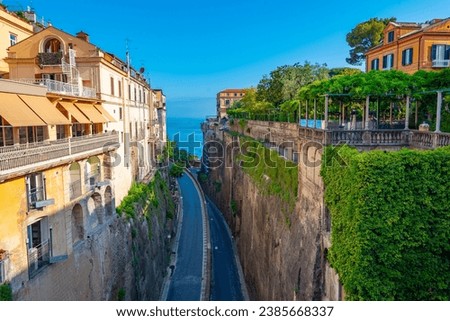 Narrow street leading to the marina in Sorrento, Italy.