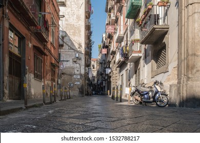 Narrow Street In Naples. Bottom View.