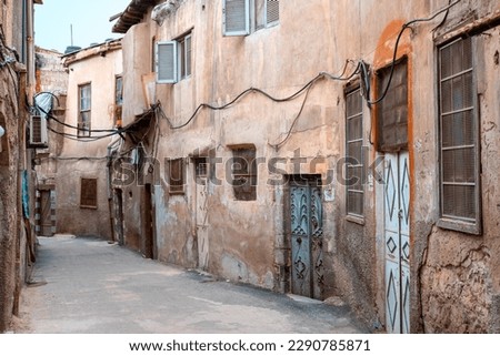narrow street in old city of Damascus, Syria ,