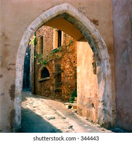 Narrow Village Street In Provence, South Of France