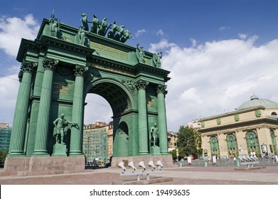 Narva Triumphal Arch In Saint Petersburg, Russia.