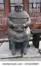 Narvick Norway, Europe - March 2022 - Grumpy Old Lady Statue In Narvik Dated 2002