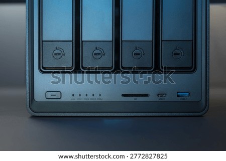 NAS Network Storage Server Front Panel With Drive Bays And USB Ports
