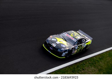 Nascar Car Action High Angle View On Asphalt Racetrack. Vallelunga, Italy, October 29 2021, American Festival Of Rome