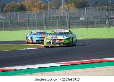 Nascar Racing Car Challenging At Track Turn. Vallelunga, Italy, October 29 2021. American Festival Of Rome