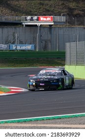 Nascar Racing Car Challenging At Track Turn. Vallelunga, Italy, October 29 2021. American Festival Of Rome