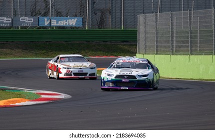 Nascar Racing Car Challenging At Track Turn. Vallelunga, Italy, October 29 2021. American Festival Of Rome