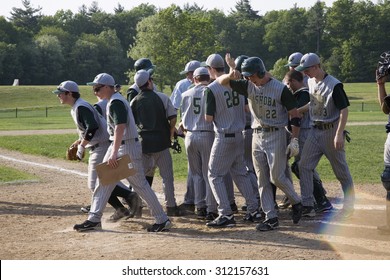 Nashoba Chieftans High School Baseball Team Breaks Before Playing Shrewsbury Colonials , Shrewsbury, MA, 5/27/11