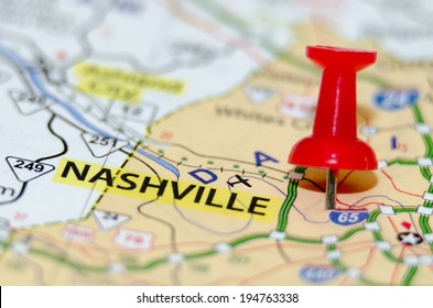 nashville city pin on the map - Shutterstock ID 194763338