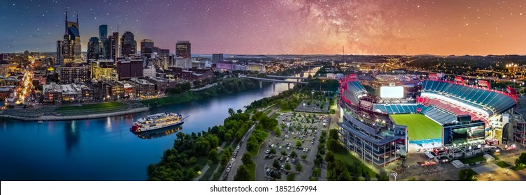 Nashville Cityscape With Milky Way Galaxy