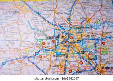 Nashville On USA Map Background