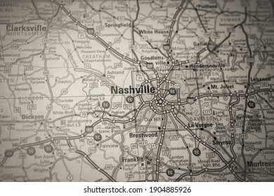 Nashville On USA Map Background