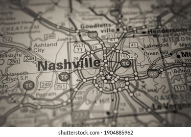 Nashville on USA map background