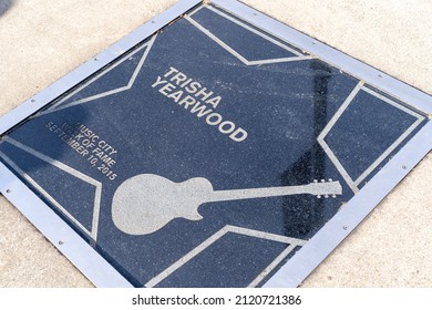 Nashville, Tenessee - January 12, 2022: Trisha Yearwood Star On The Music City Walk Of Fame Music Garden Park For Country Music Legends