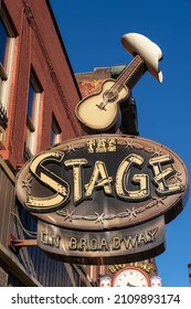 Nashville, Tennessee - January 10, 2022: The Stage On Broadway, A Famous Honky-tonk Bar With Live Music, On Broadway, Is Popular With Tourists