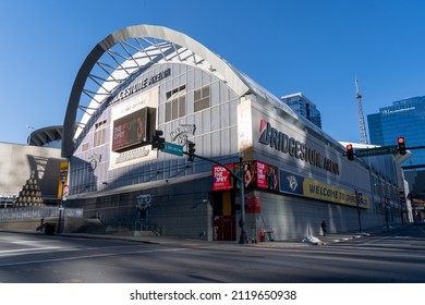 Nashville, Tennessee - January 10, 2022: Exterior Of The Bridgestone Arena, Home Of The Nashville Predators NHL Hockey Team