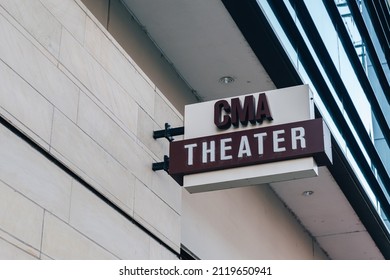 Nashville, Tennessee - January 10, 2022: Sign For The CMA Theater At The Country Music Hall Of Fame And Museum