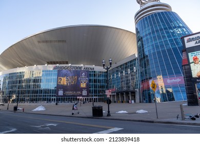 Nashville, Tennessee - January 10, 2022: Exterior Of The Bridgestone Arena, Home Of The Nashville Predators NHL Hockey Team