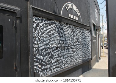 Nashville, Tennessee:  Music Venue, Exit/In - Front Entrance, With Historical Assemblage Of Performances (1971 - Present). (September 10, 2020) 