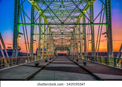 Nashville Tennessee Pedestrian Bridge At Sunrise.