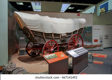 Nashville, Tennessee, USA - 23 March, 2016: Western Covered Wagon In Tennessee State Museum, Nashville, USA