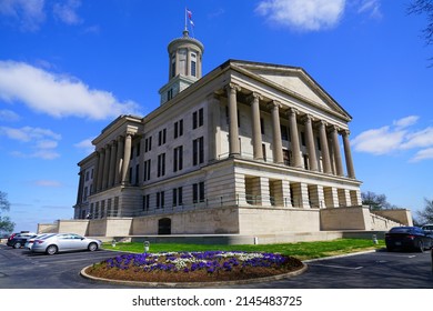 NASHVILLE, TN -1 APR 2022- View Of The Tennessee State Capitol Building Located In Nashville, Tennessee. It Is Also The Seat Of The Office Of Governor Of Tennessee (currently Republican Bill Lee).