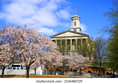 NASHVILLE, TN -1 APR 2022- View Of The Tennessee State Capitol Building Located In Nashville, Tennessee. It Is Also The Seat Of The Office Of Governor Of Tennessee (currently Republican Bill Lee).