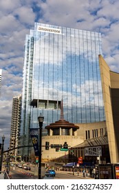 Nashville, TN - March 5, 2022: The Bridgestone Building Next To The Country Music Hall Of Fame And Museum.