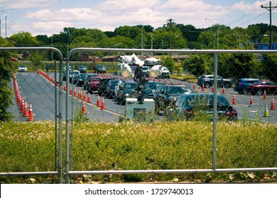 Nashville, TN / USA - 05/11/2020: Vehicles Lined Up To Get Tested For Covid-19 At The Community Assessment Center.