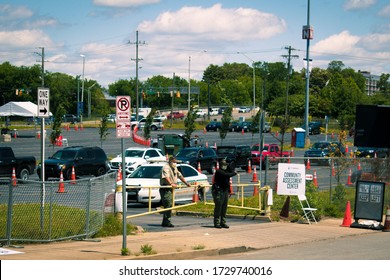 Nashville, TN / USA - 05/11/2020: Vehicles Lined Up To Get Tested For Covid-19 At The Community Assessment Center.