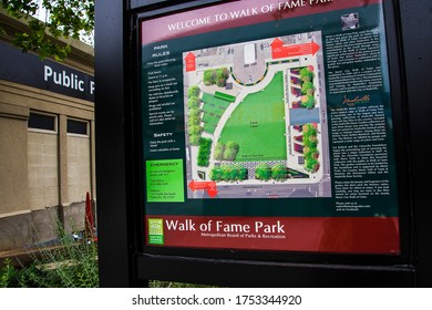 Nashville TN USA 05/17/2016 Map Of Fame Park Opposite The Country Music Hall Of Fame Venue In The City Centre