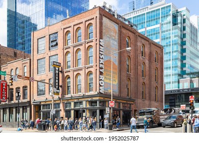 NASHVILLE, TN, USA - MARCH 28, 2021: Dierks Bentley's Whiskey Row Is The Country Music Singer's Club On Broadway Street In Downtown Nashville With Food, Liquor, And Multiple Levels For Guests.