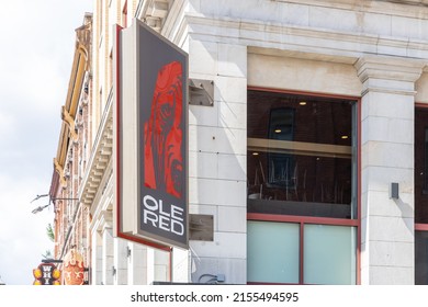 NASHVILLE, TN, USA - MARCH 28, 2021: Blake Shelton's Ole Red Is The Country Music Singer's Club On Broadway Street In Downtown Nashville With Food, Liquor, And Multiple Levels For Guests.