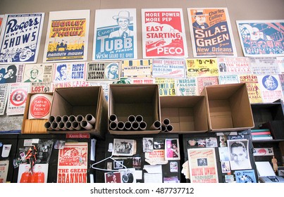 Nashville, TN, USA, October 10, 2006: Posters Line The Walls Of Hatch Show Print In Nashville. It Is One Of The Oldest Working Letterpress Print Shops In America, Since 1879